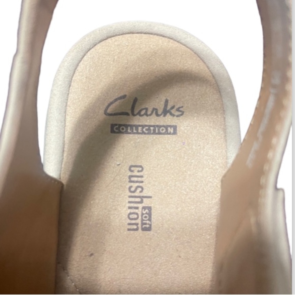 Clarks Nude Pink Wedge Sandals - Picture 6 of 7